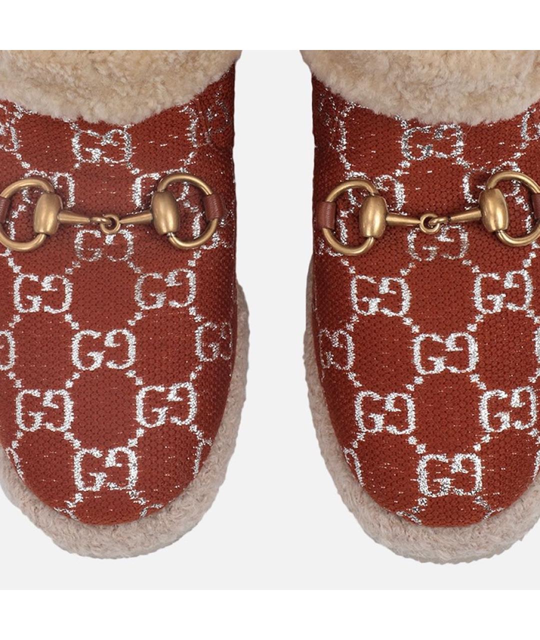 GUCCI Бордовые текстильные сапоги, фото 3