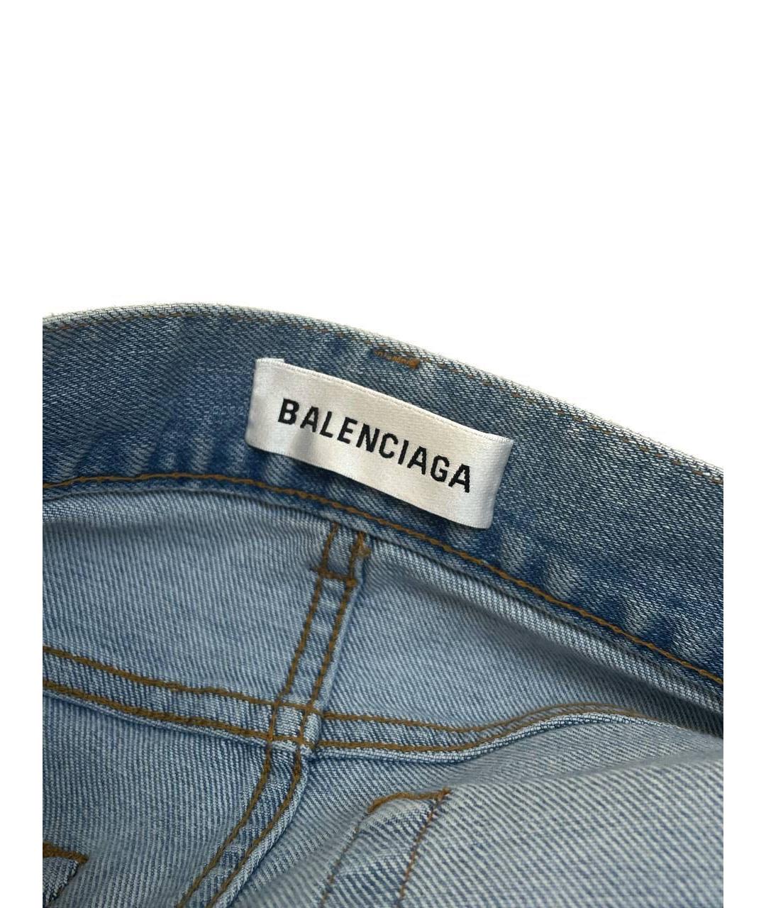 BALENCIAGA Синие хлопко-эластановые джинсы слим, фото 4