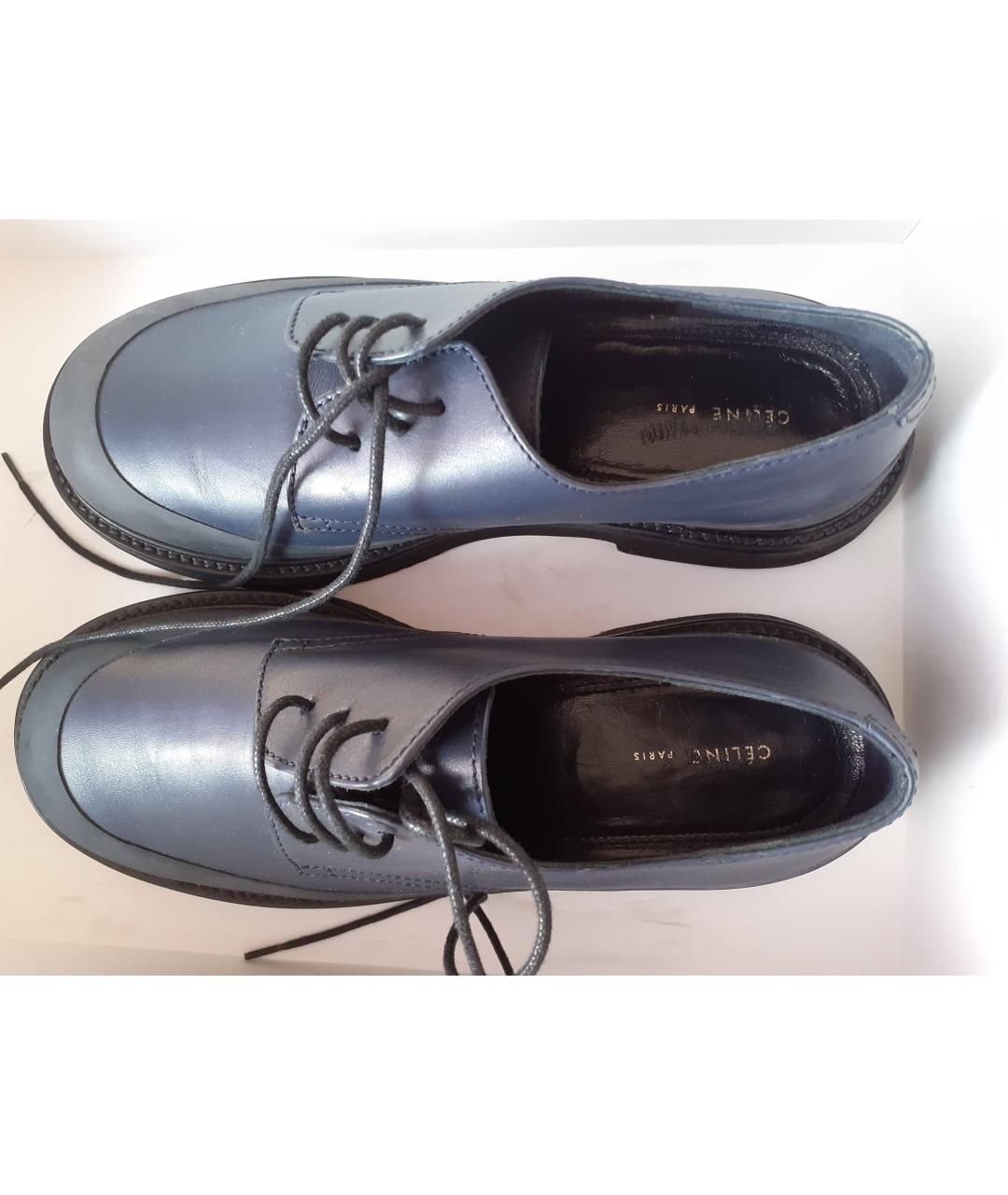 CELINE Темно-синие кожаные туфли, фото 4