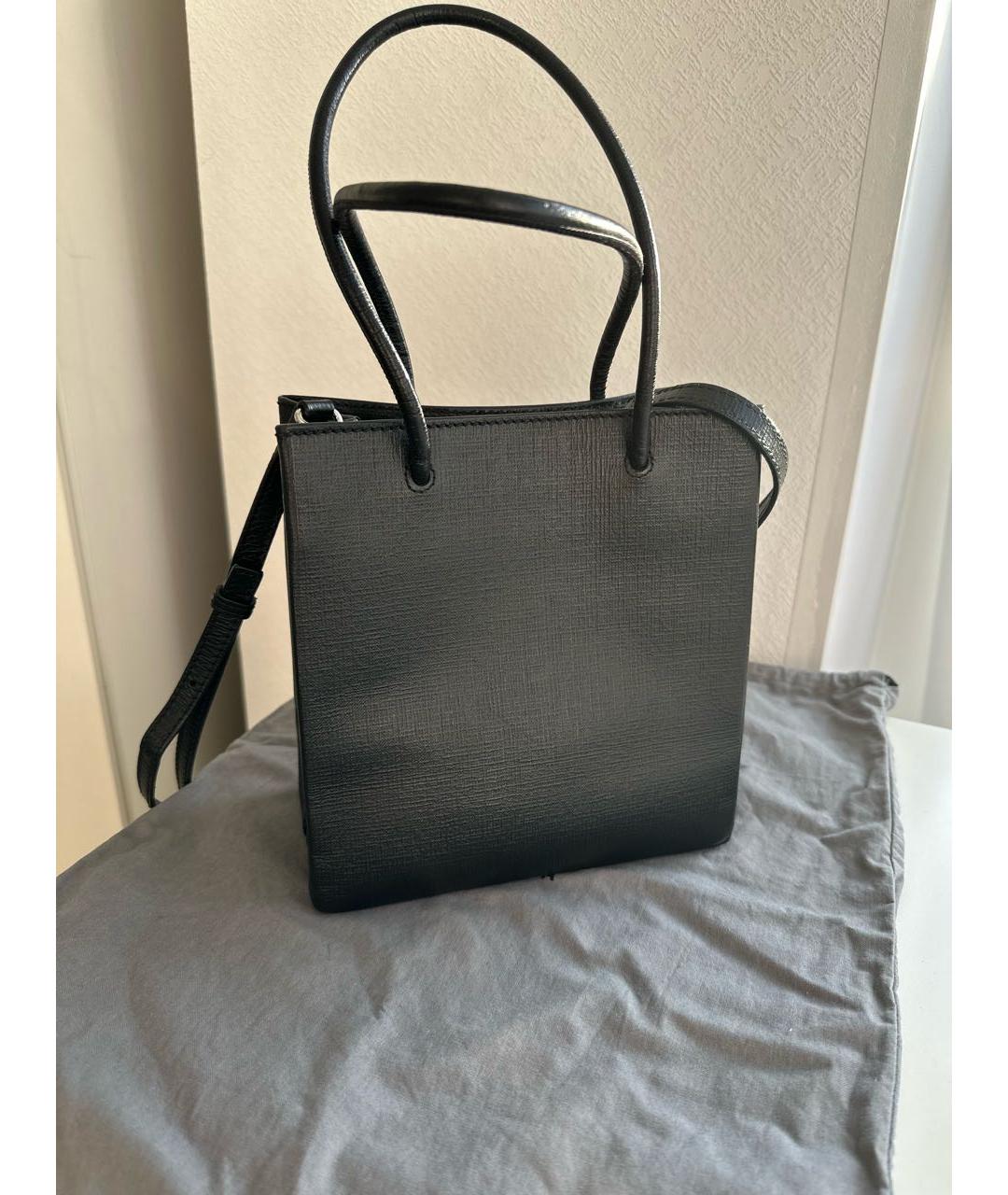 BALENCIAGA Черная кожаная сумка тоут, фото 3