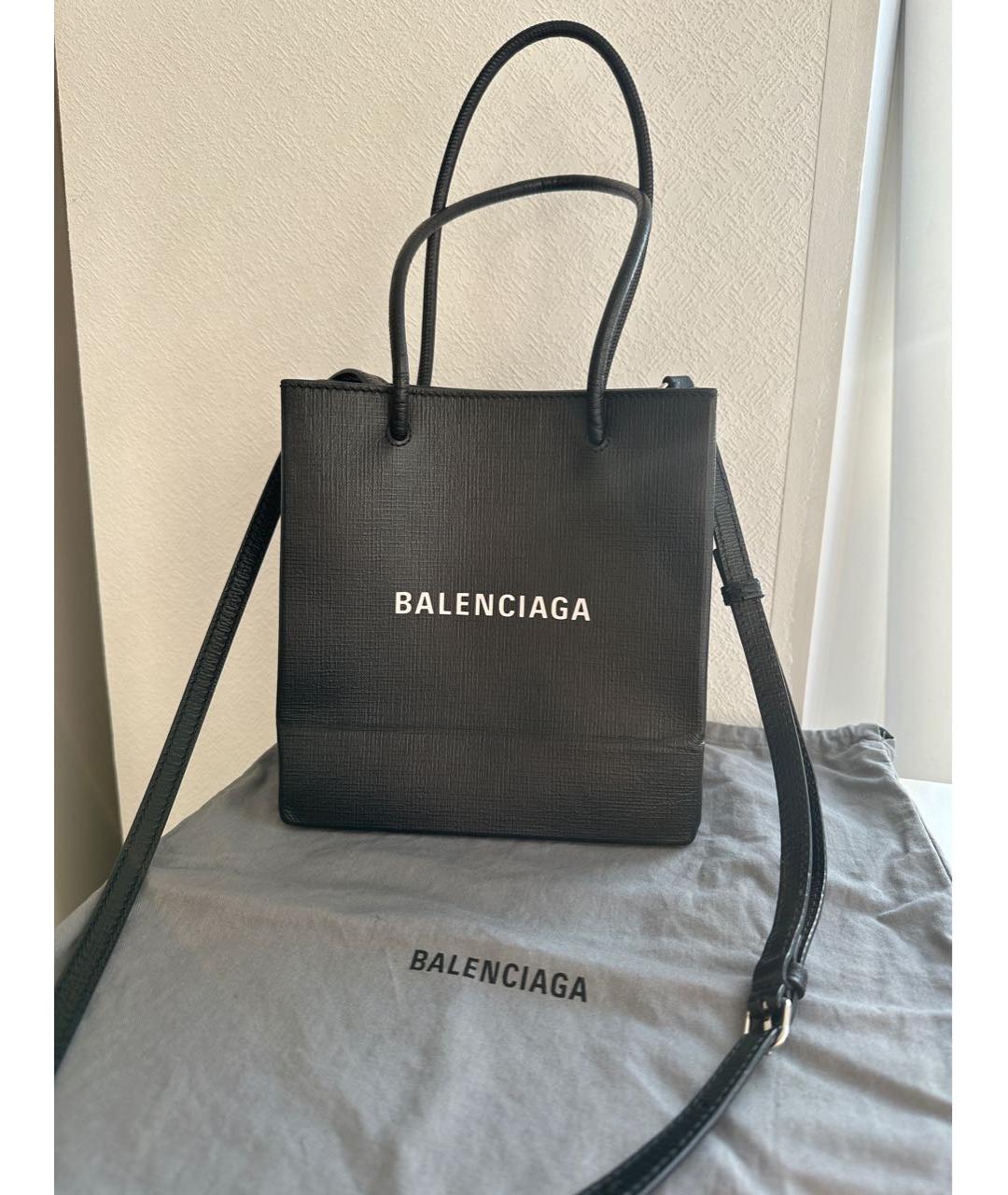 BALENCIAGA Черная кожаная сумка тоут, фото 5