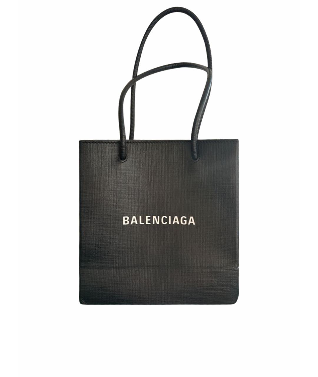 BALENCIAGA Черная кожаная сумка тоут, фото 1
