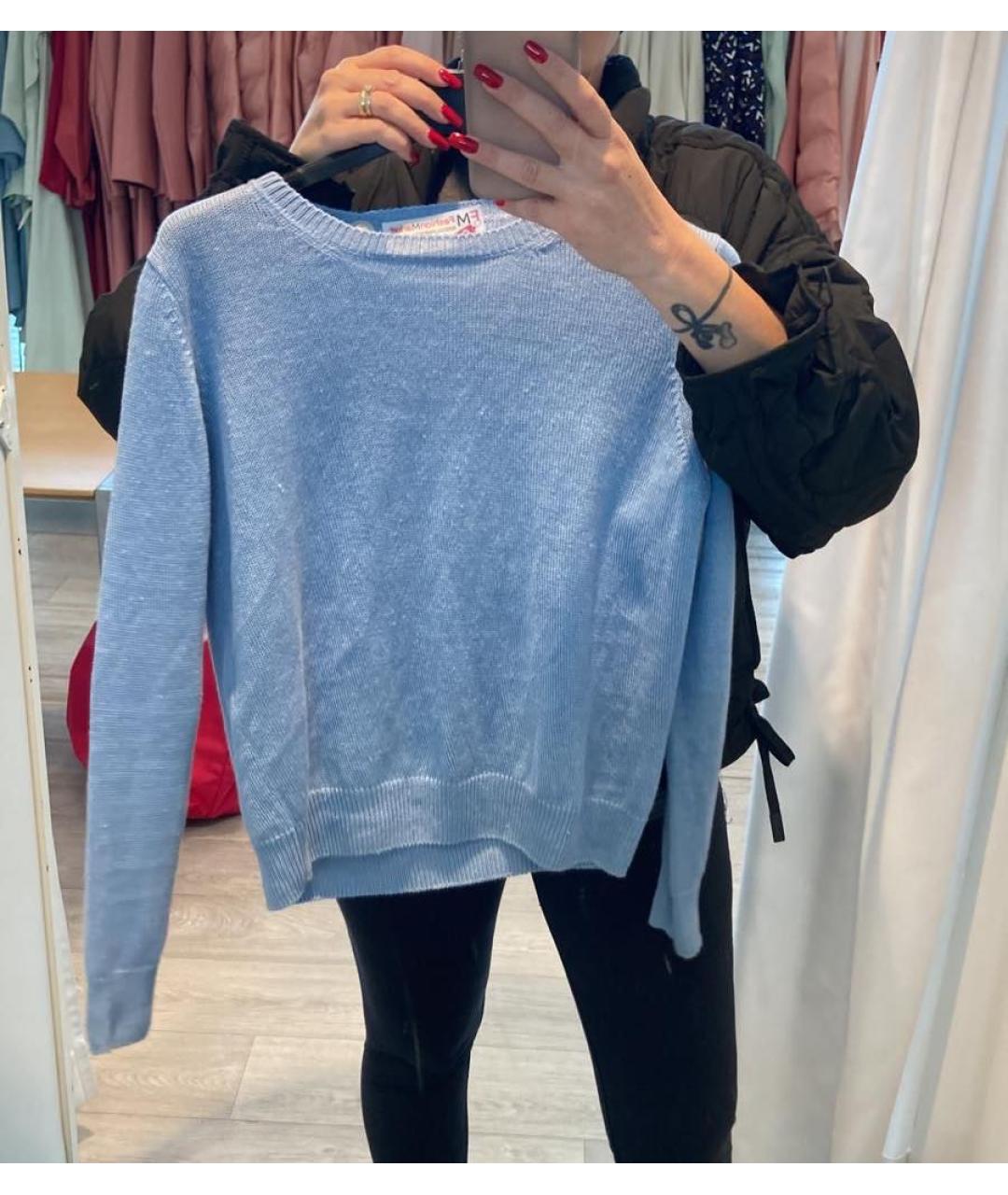 WEEKEND MAX MARA Голубой льняной джемпер / свитер, фото 5