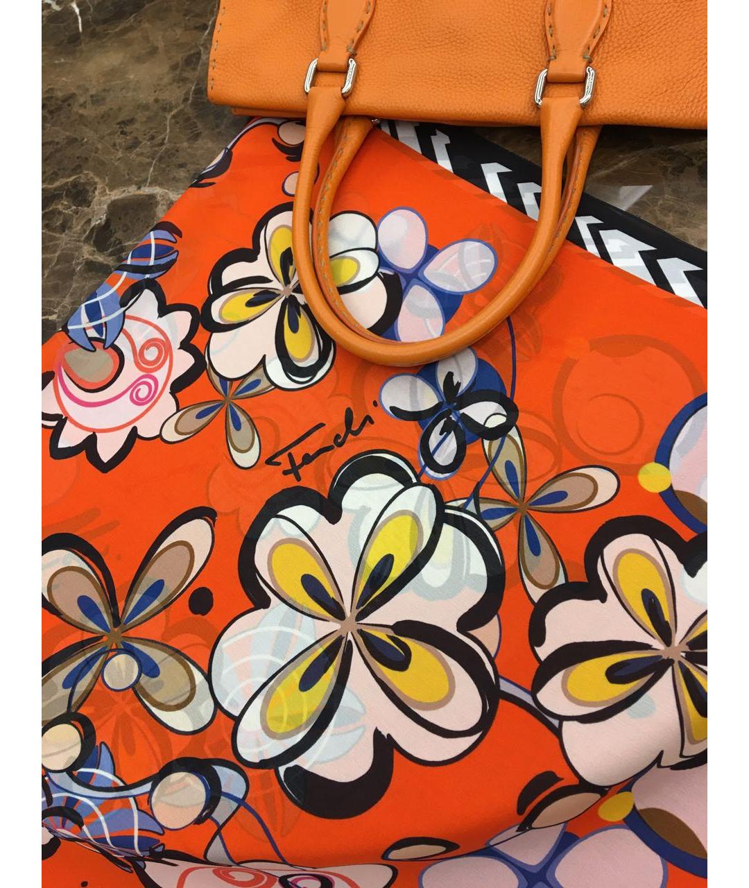 FENDI Оранжевая кожаная сумка тоут, фото 8