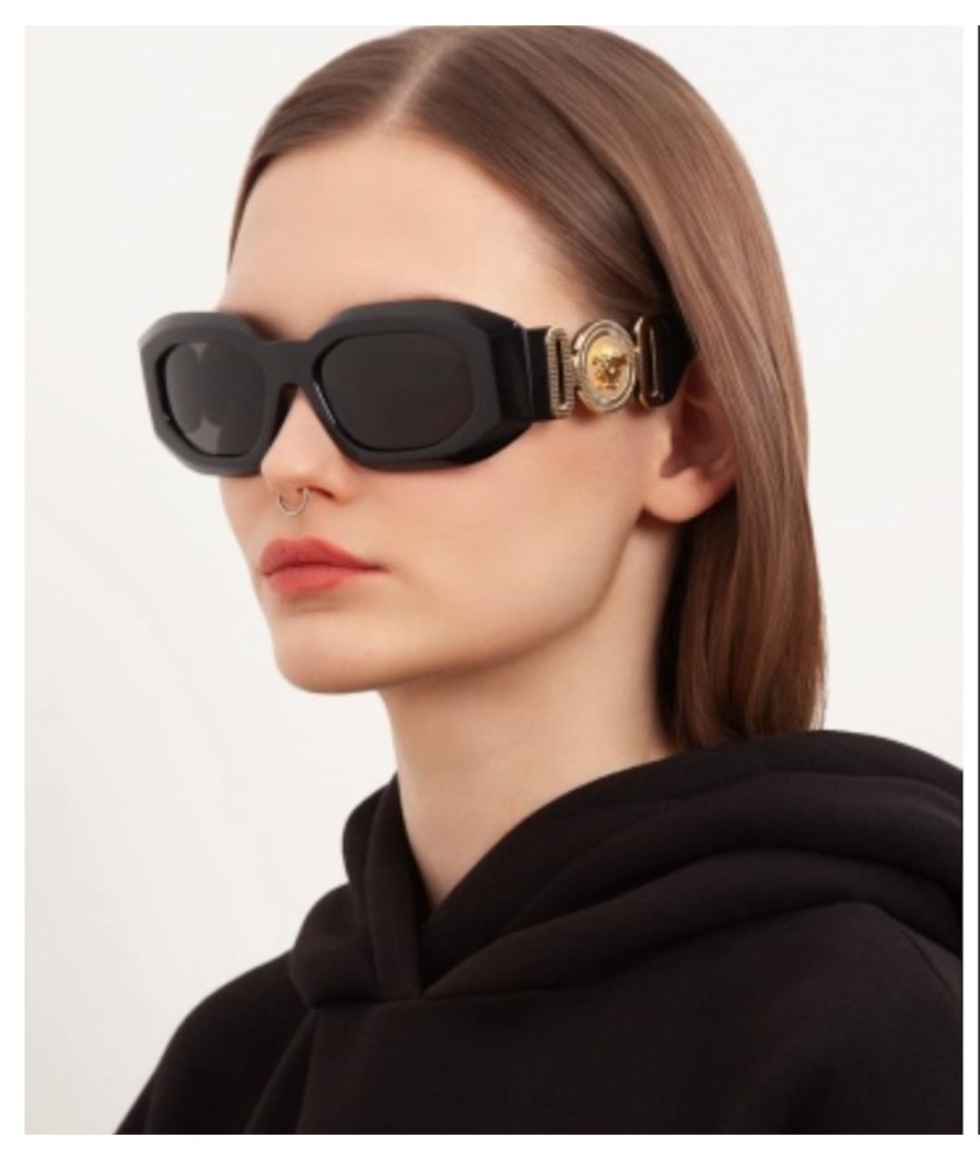 VERSACE Черные пластиковые солнцезащитные очки, фото 8