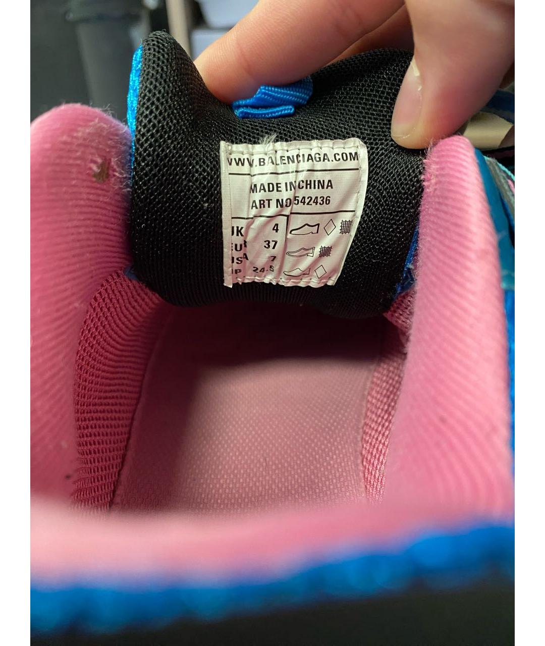 BALENCIAGA Голубые кожаные кроссовки, фото 5