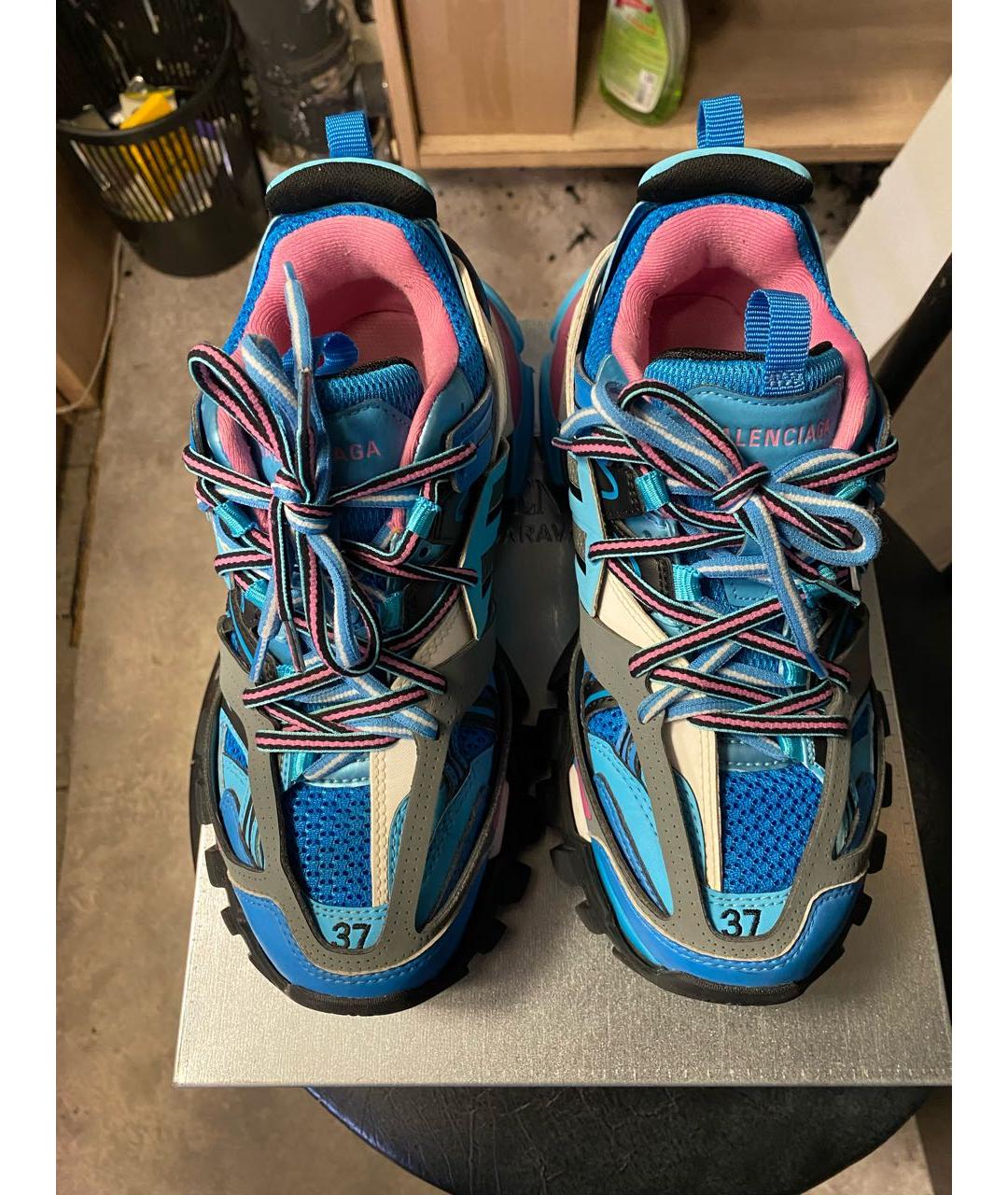 BALENCIAGA Голубые кожаные кроссовки, фото 2