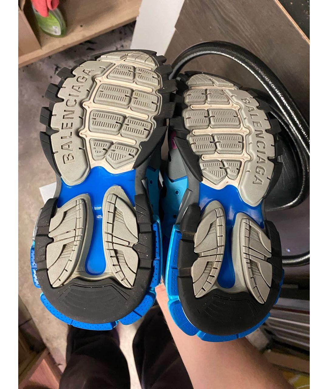 BALENCIAGA Голубые кожаные кроссовки, фото 7