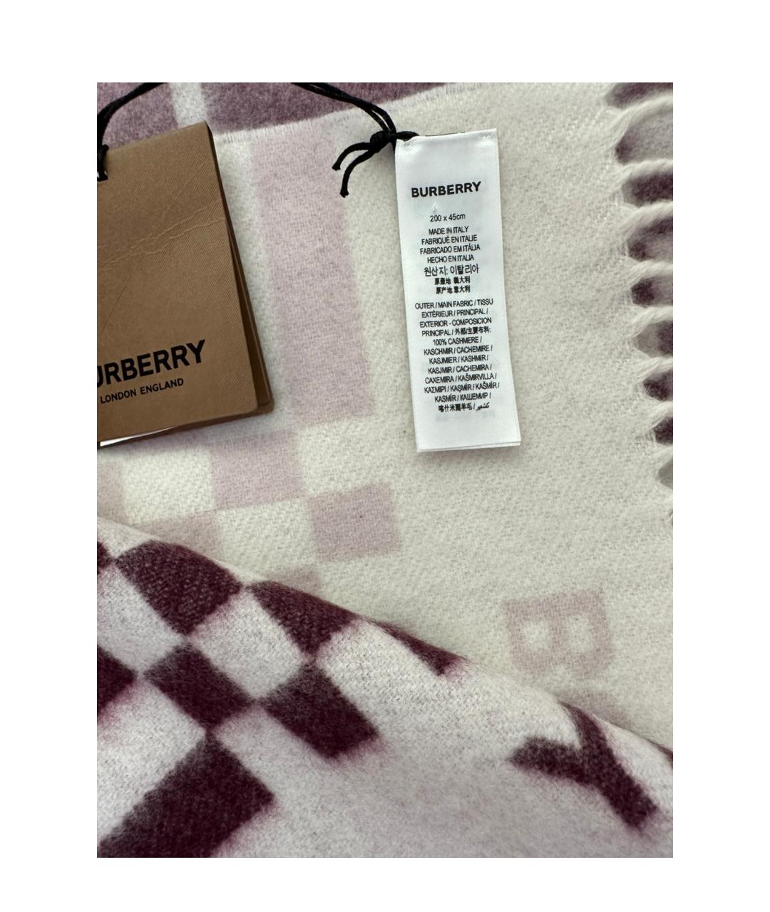 BURBERRY Бордовый кашемировый шарф, фото 3