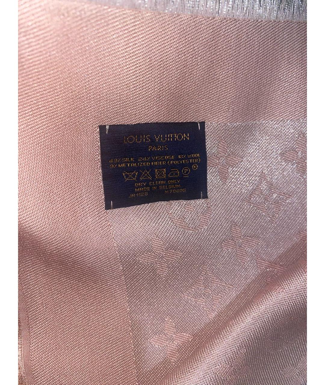 LOUIS VUITTON Розовый шелковый платок, фото 5