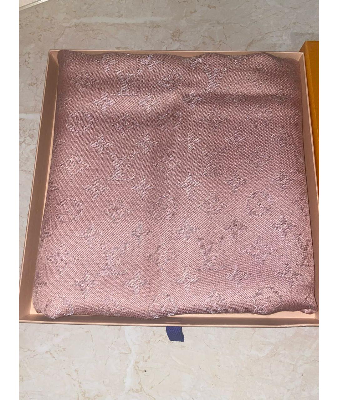 LOUIS VUITTON Розовый шелковый платок, фото 9