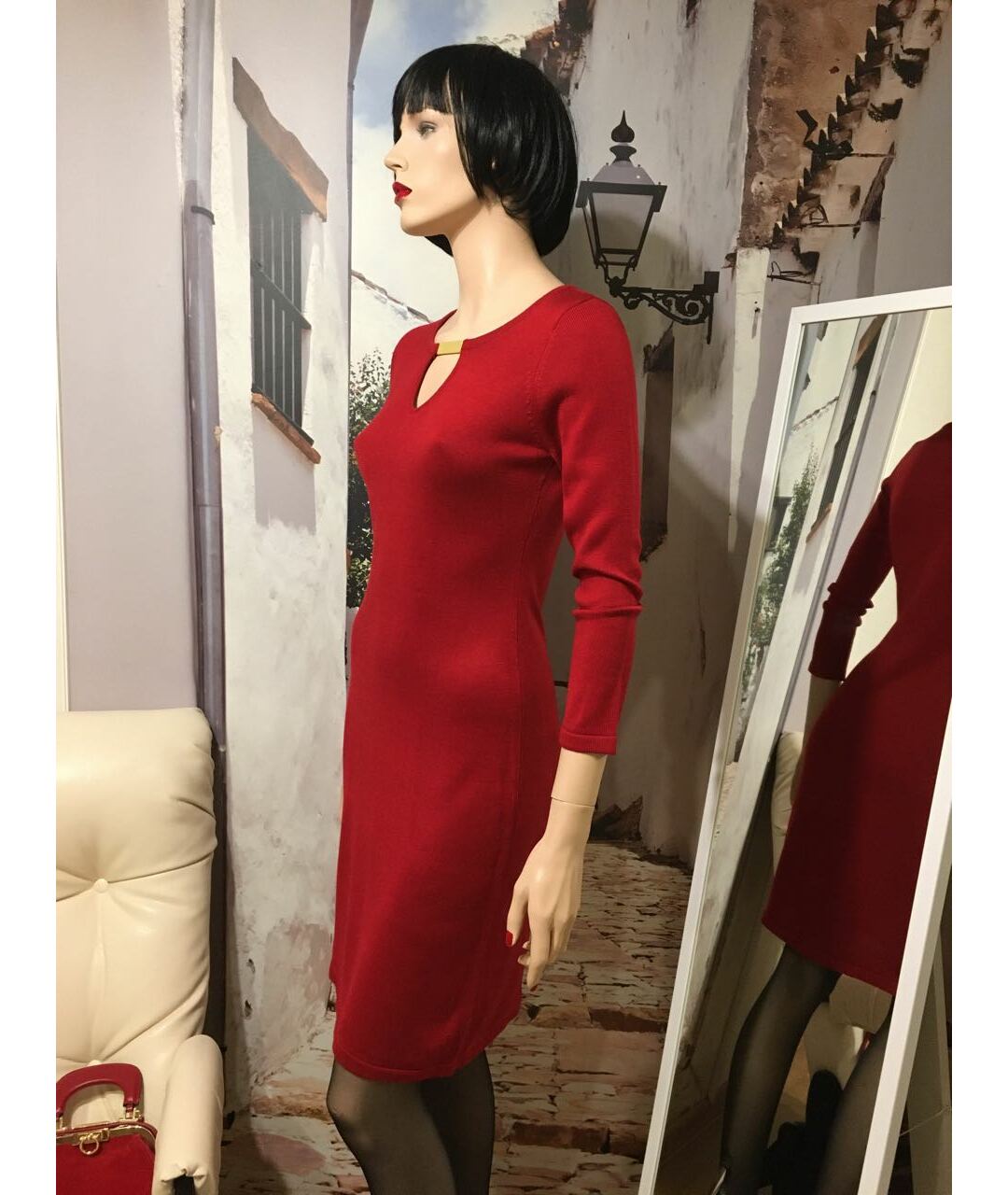 CALVIN KLEIN Бордовое платье, фото 3