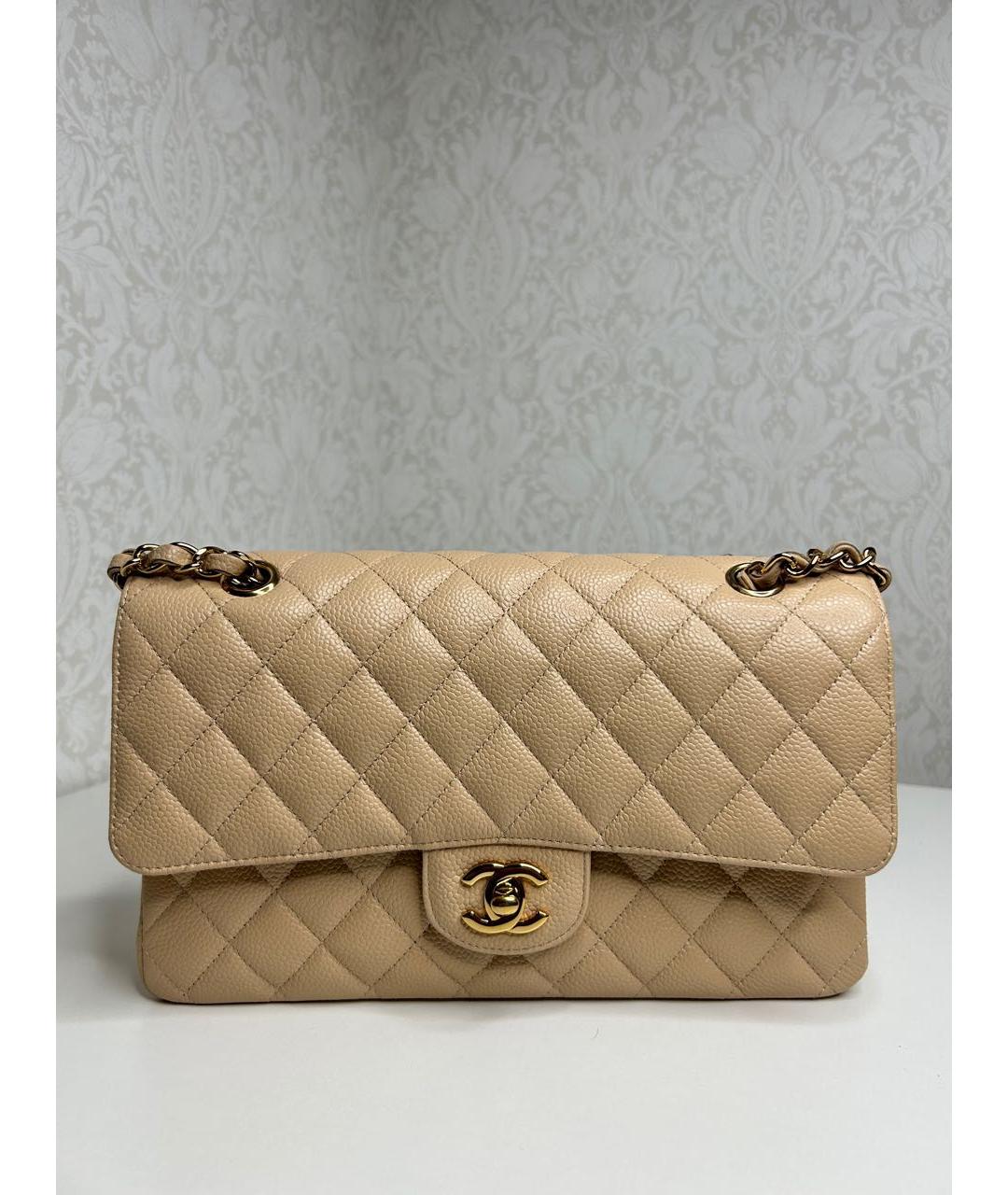 CHANEL Бежевая кожаная сумка через плечо, фото 4