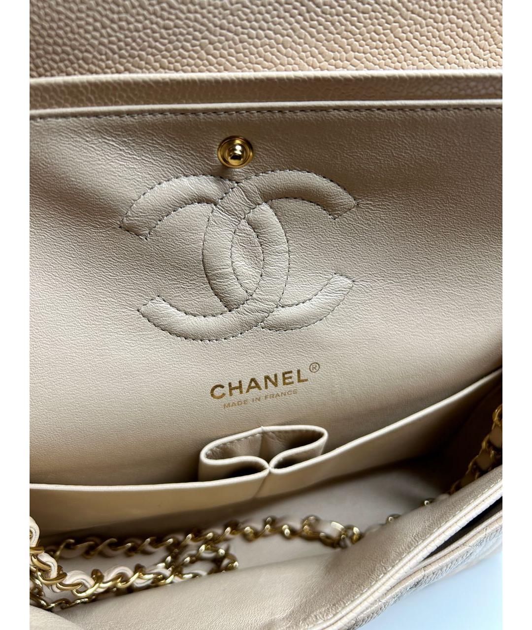 CHANEL Бежевая кожаная сумка через плечо, фото 3