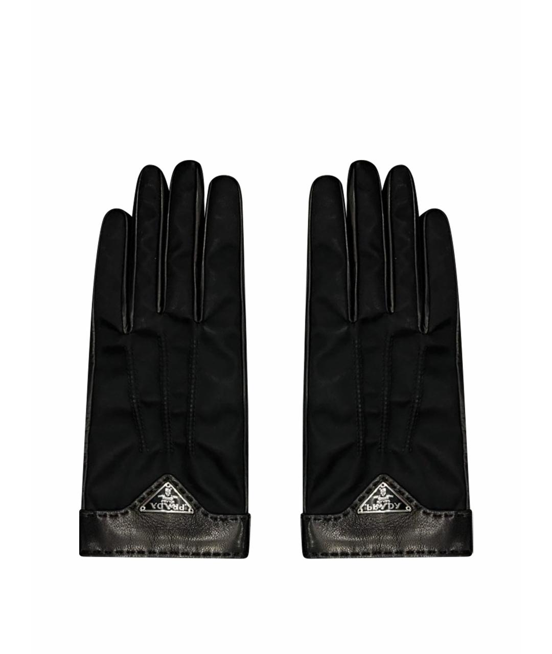 PRADA Черные кожаные перчатки, фото 1
