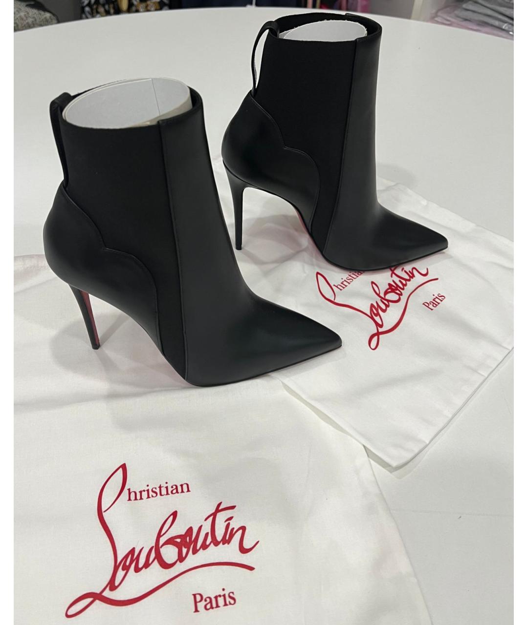 CHRISTIAN LOUBOUTIN Черные кожаные ботильоны, фото 5