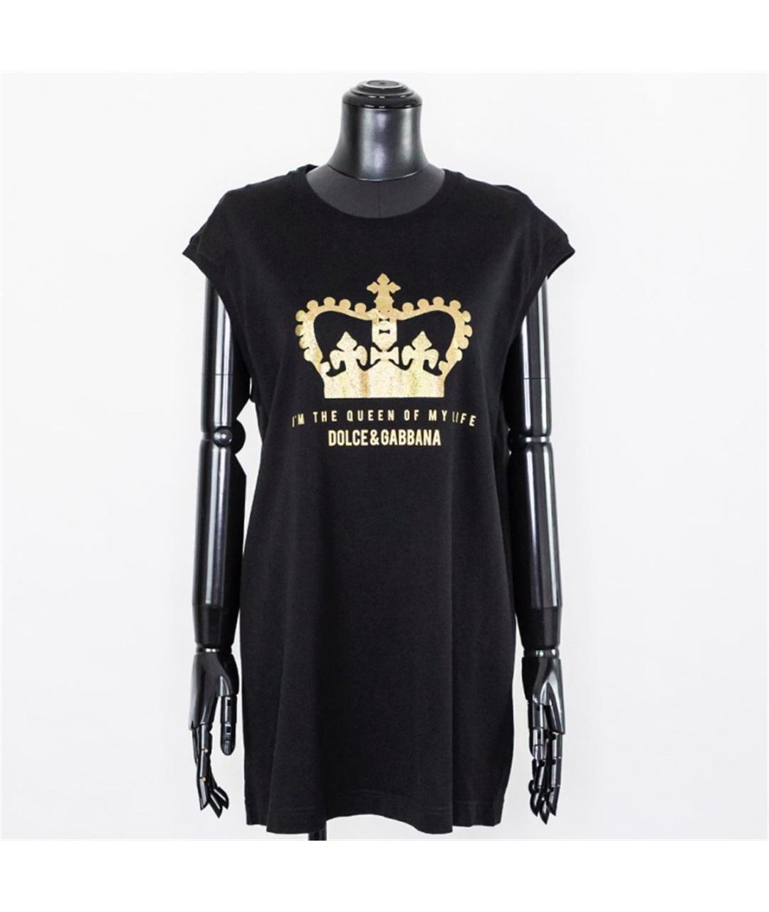 DOLCE&GABBANA Черная хлопковая футболка, фото 4