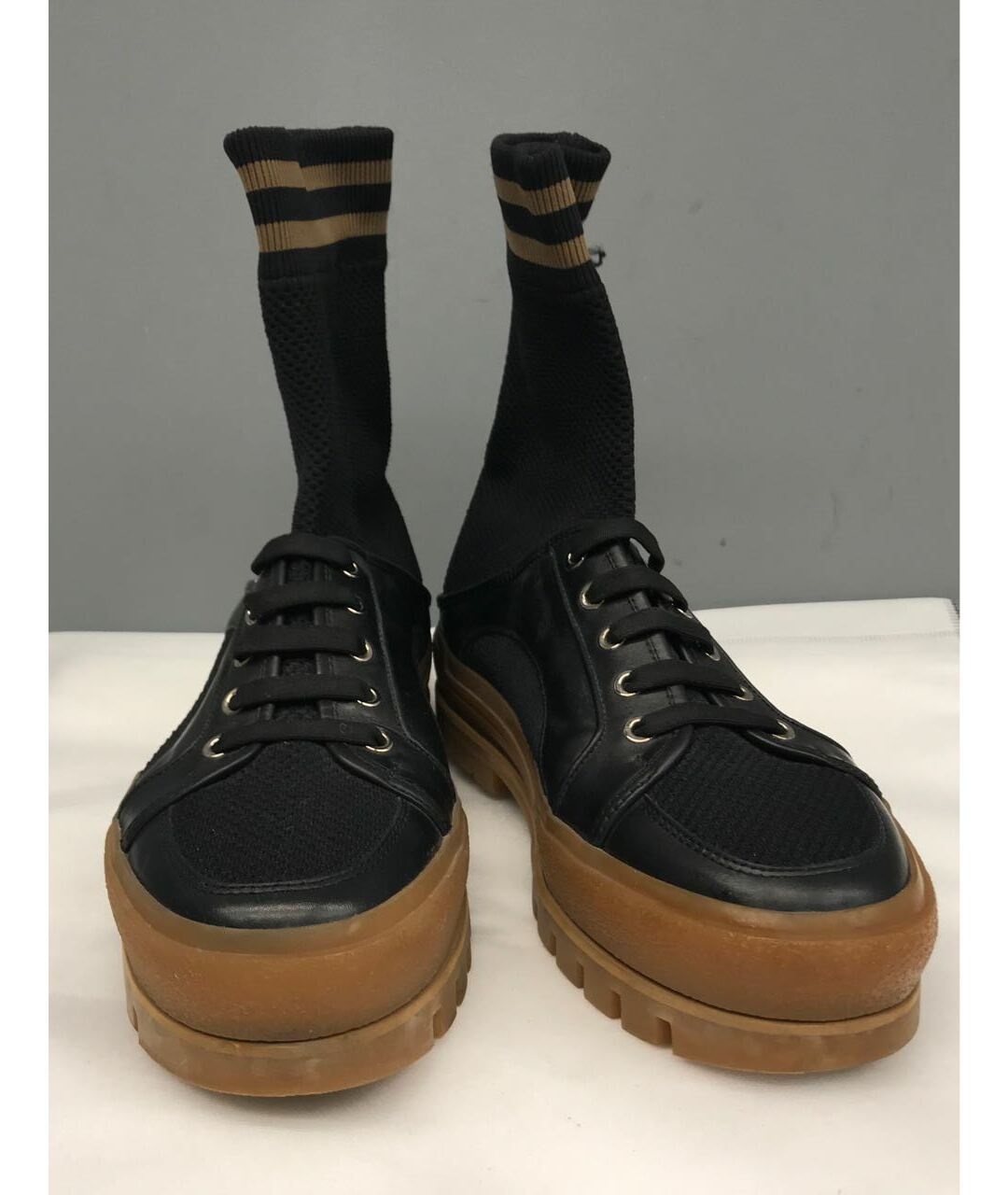 FENDI Черные текстильные высокие кроссовки / кеды, фото 2