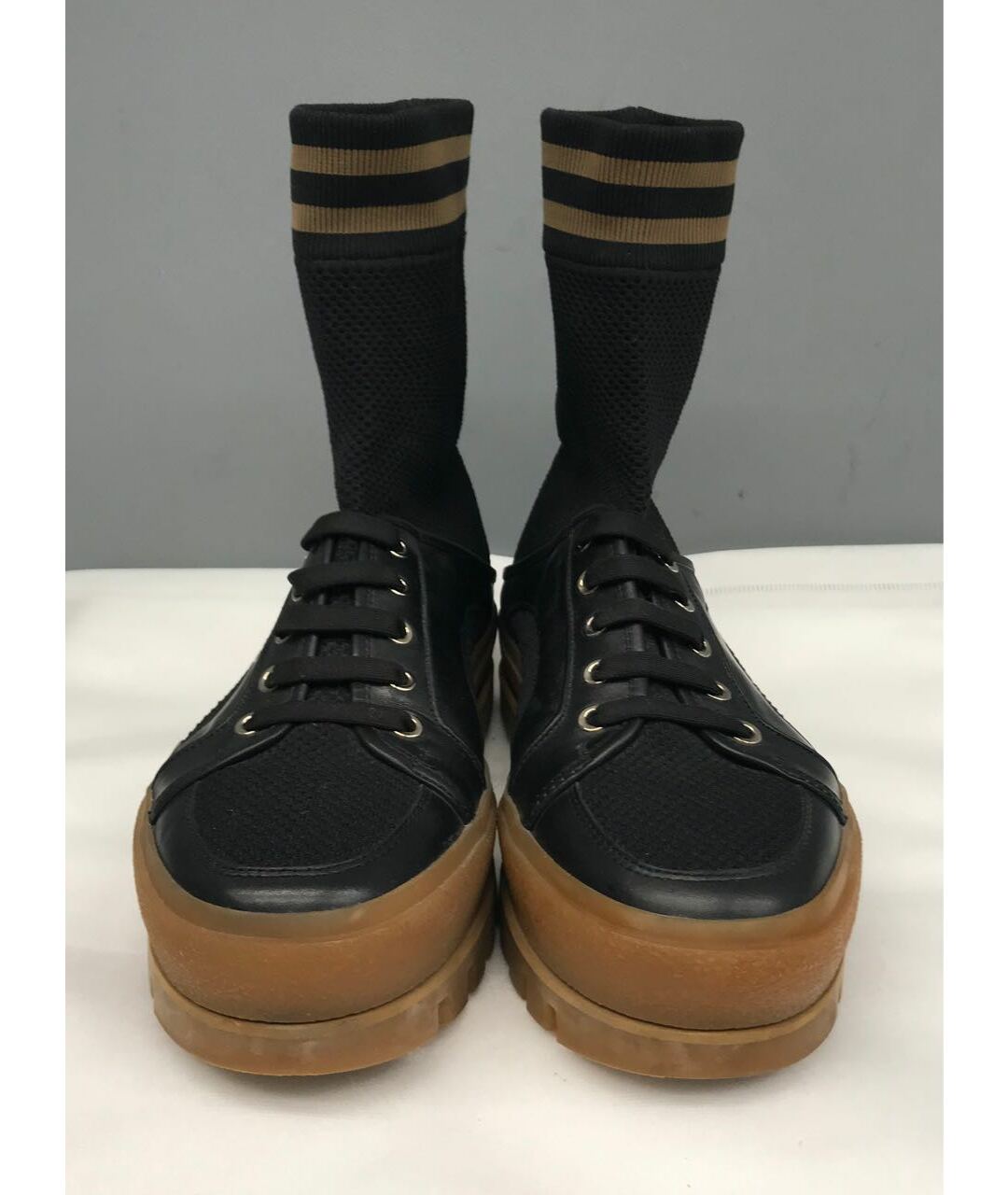 FENDI Черные текстильные высокие кроссовки / кеды, фото 3