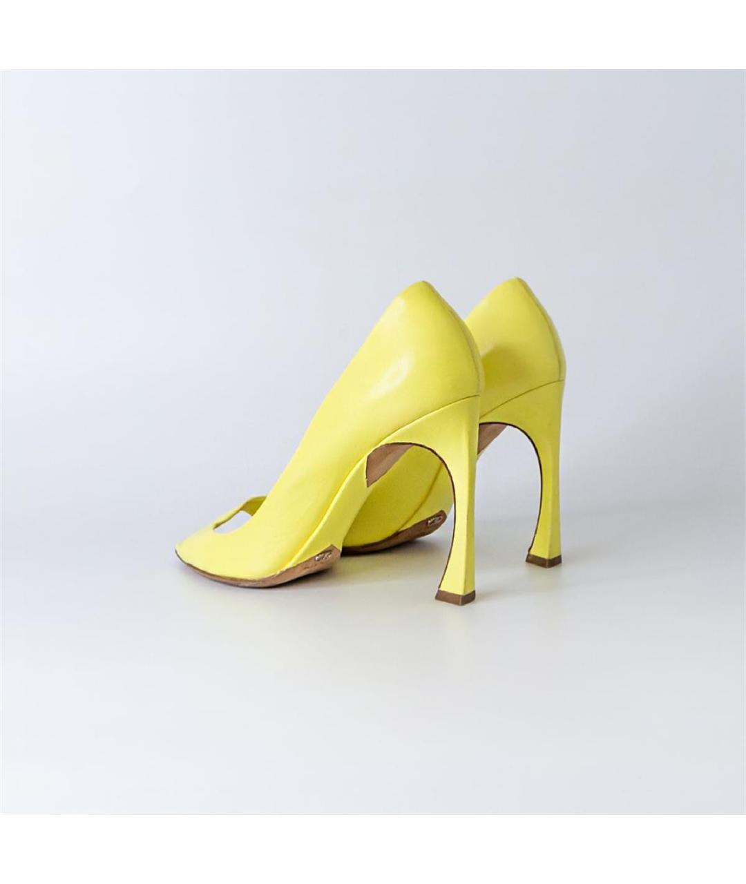 CHRISTIAN DIOR Желтые кожаные босоножки, фото 4
