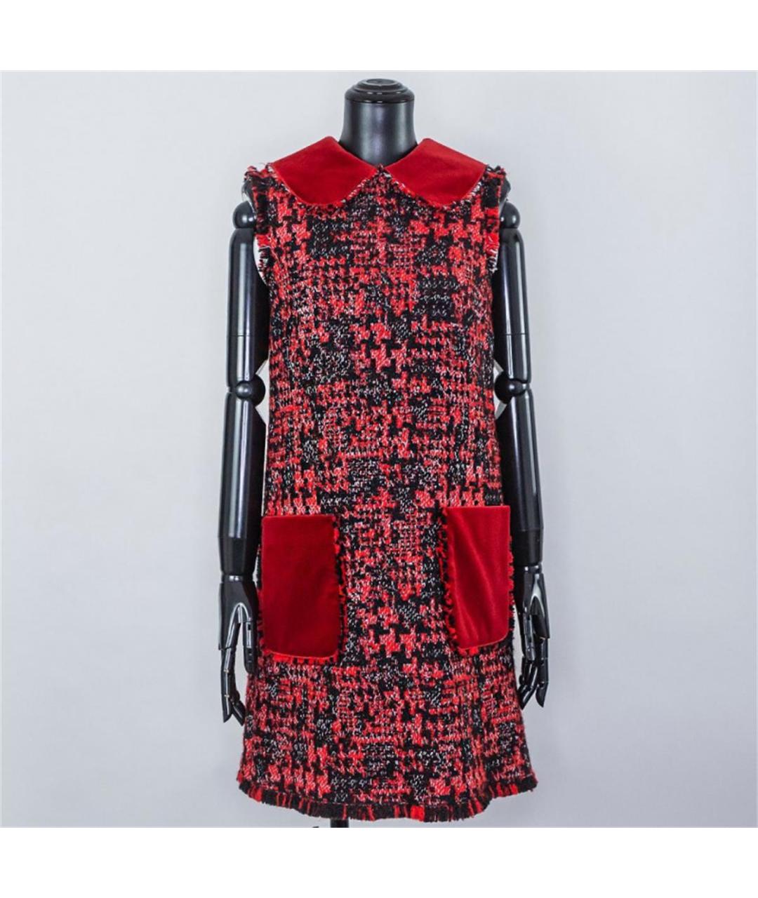 DOLCE&GABBANA Красное бархатное повседневное платье, фото 4
