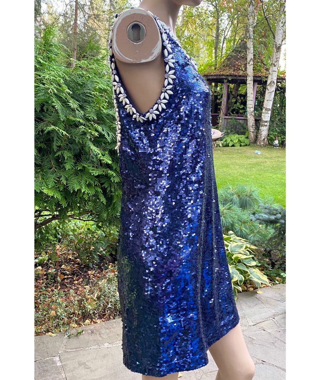 P.A.R.O.S.H. Синее синтетическое коктейльное платье, фото 3