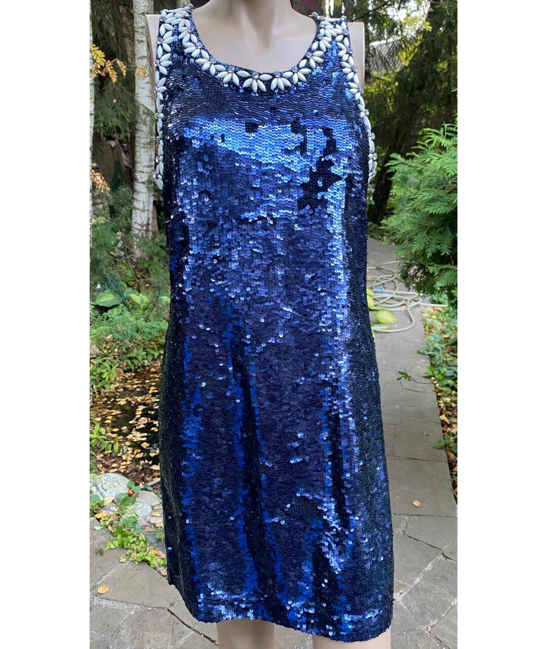 P.A.R.O.S.H. Синее синтетическое коктейльное платье, фото 7