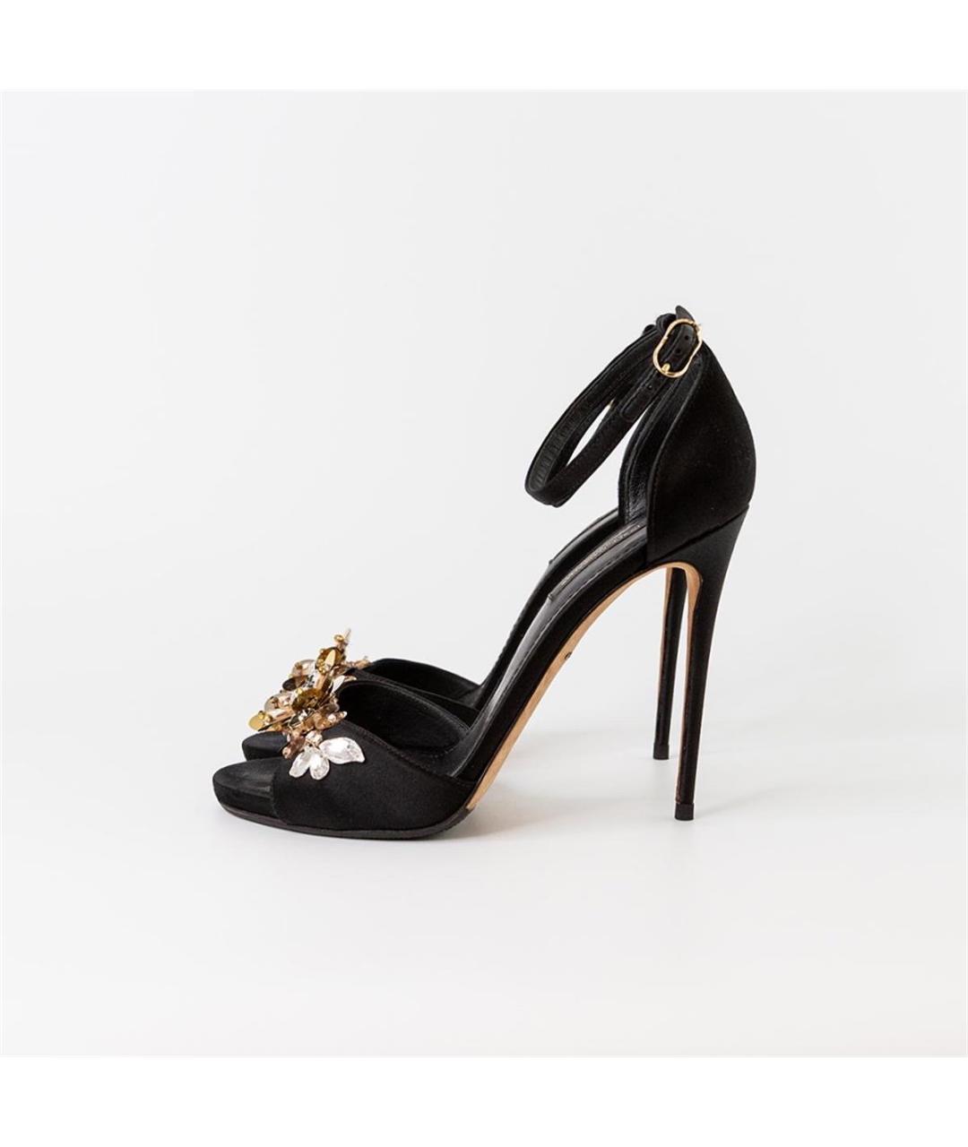 DOLCE&GABBANA Черные текстильные босоножки, фото 5