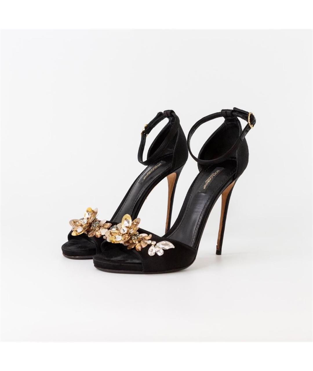 DOLCE&GABBANA Черные текстильные босоножки, фото 4