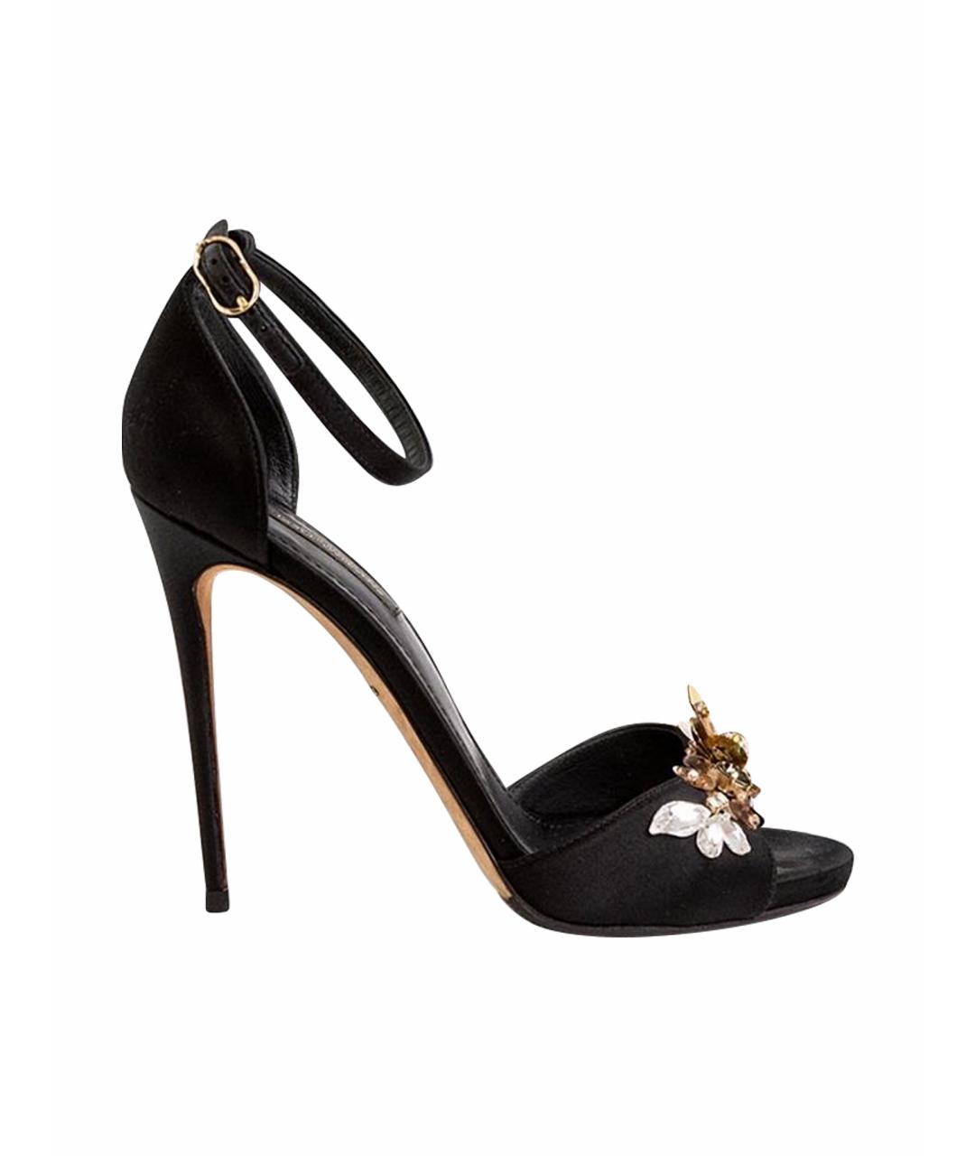 DOLCE&GABBANA Черные текстильные босоножки, фото 1