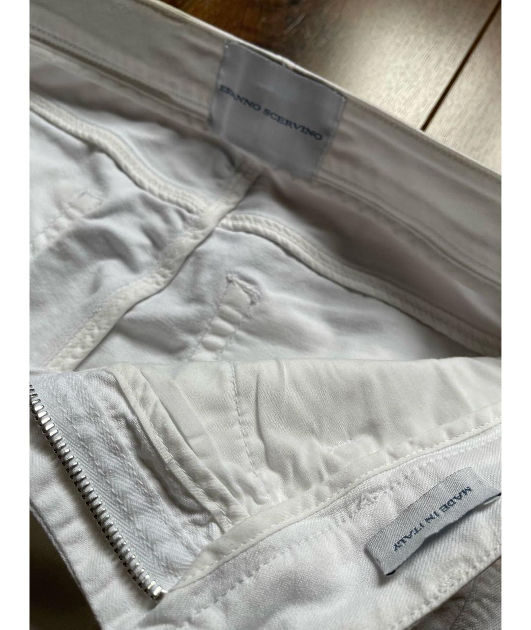 ERMANNO SCERVINO Белые хлопко-эластановые джинсы слим, фото 3