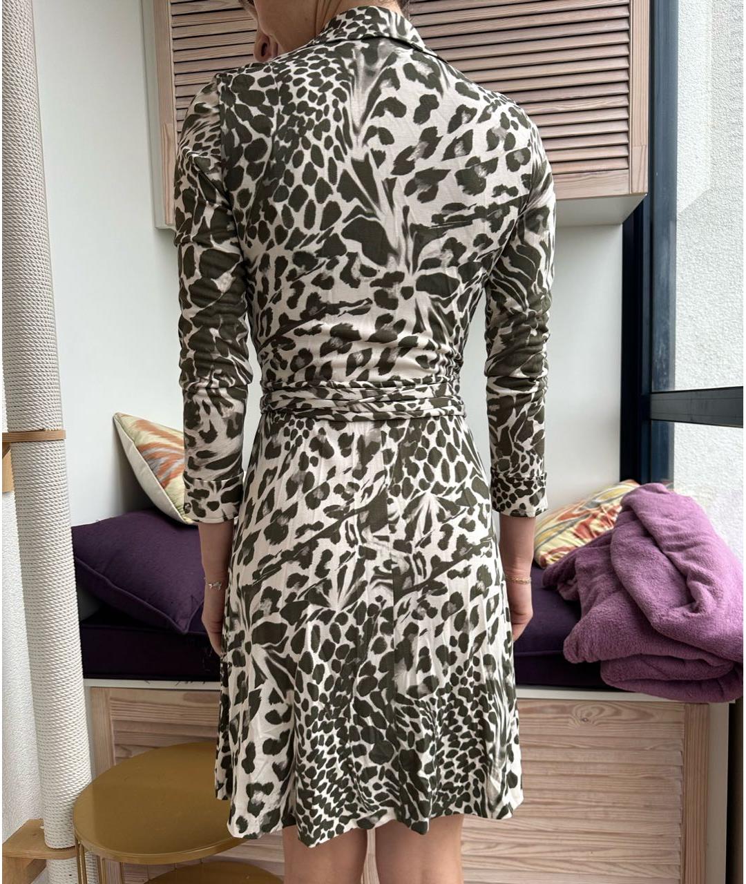 DIANE VON FURSTENBERG Хаки шелковое повседневное платье, фото 8
