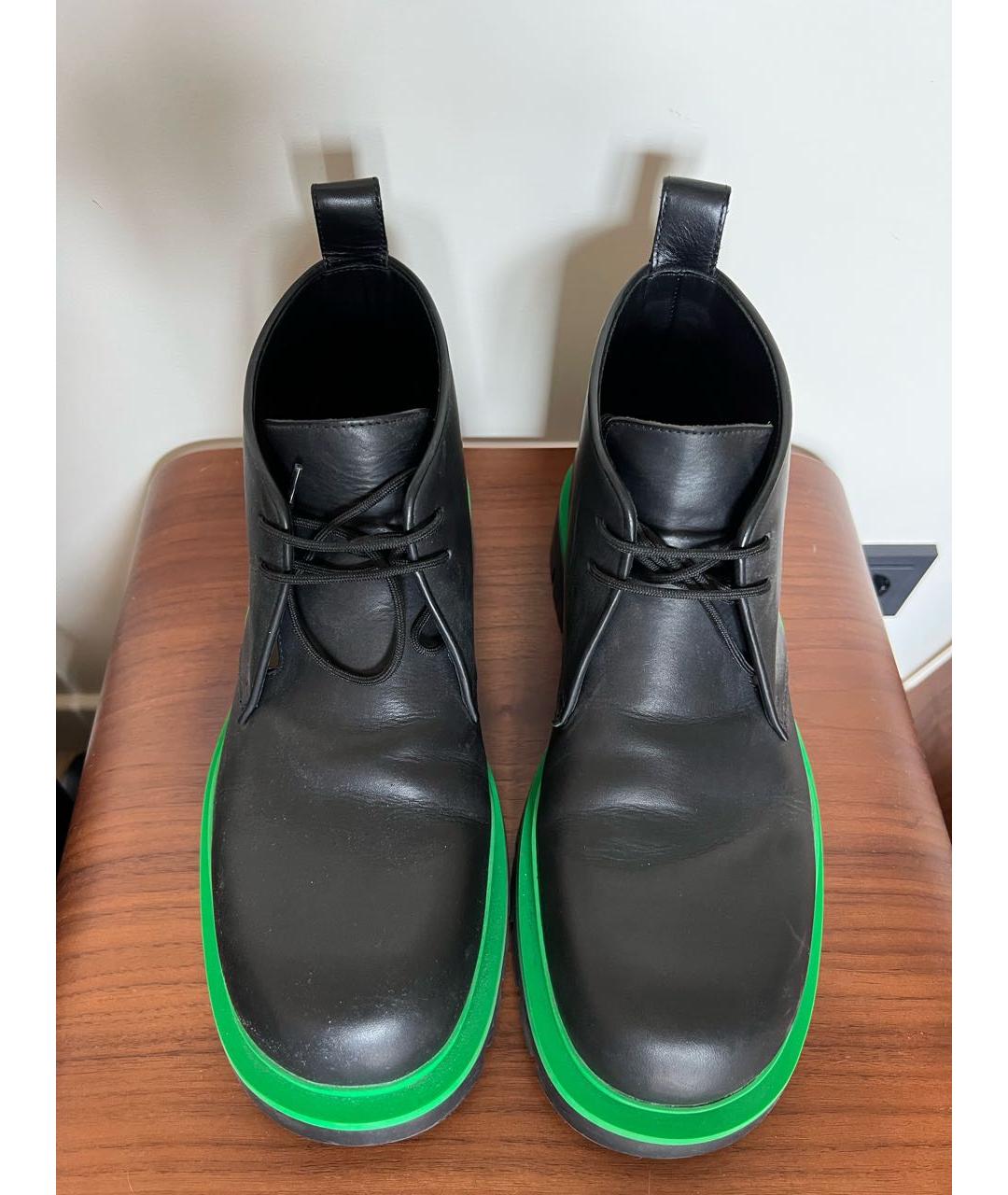 BOTTEGA VENETA Черные кожаные низкие ботинки, фото 2