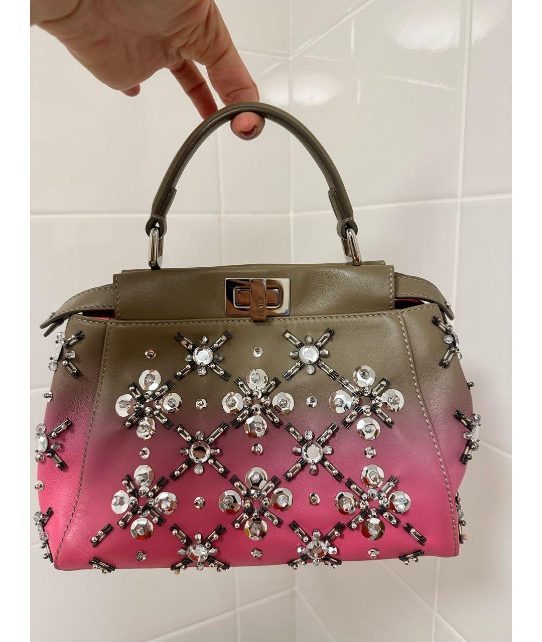 FENDI Розовая кожаная сумка через плечо, фото 8
