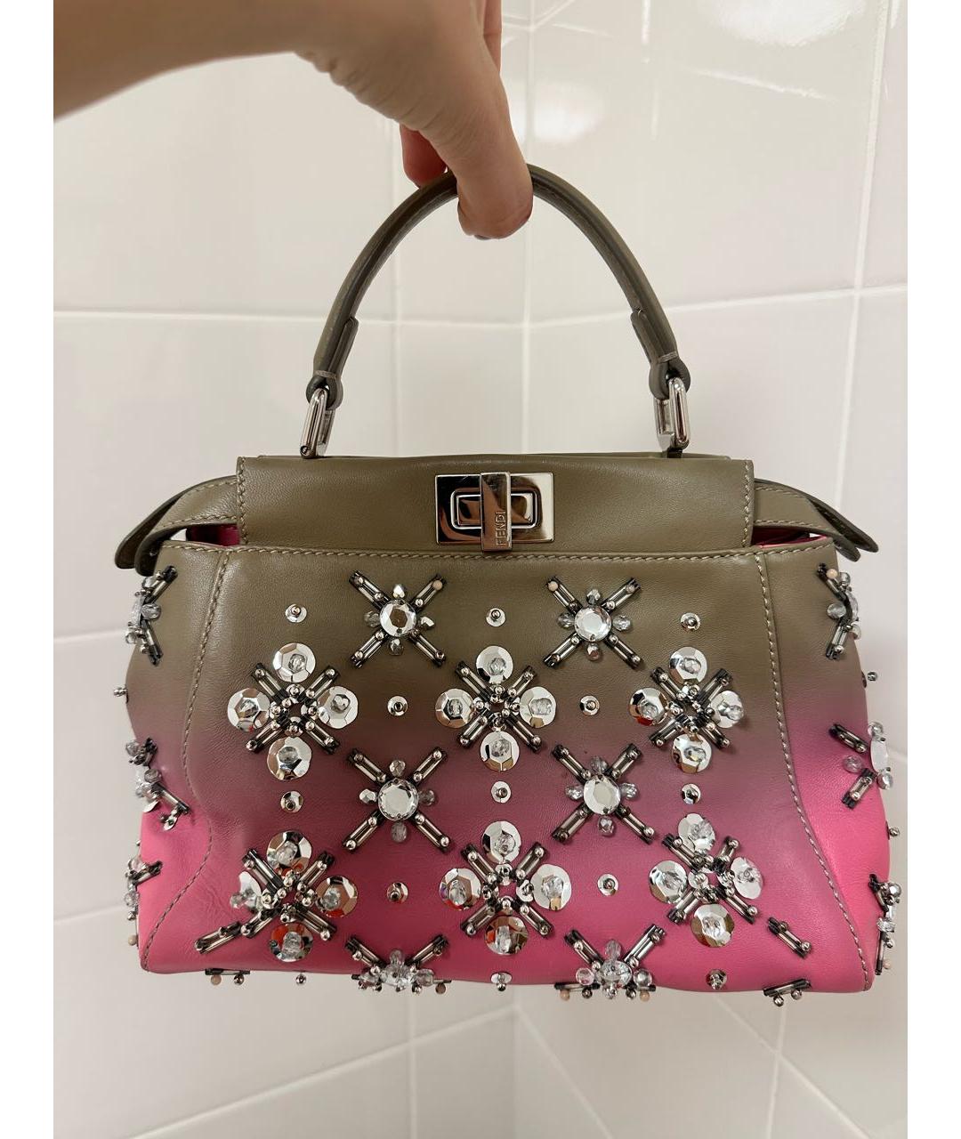 FENDI Розовая кожаная сумка через плечо, фото 2
