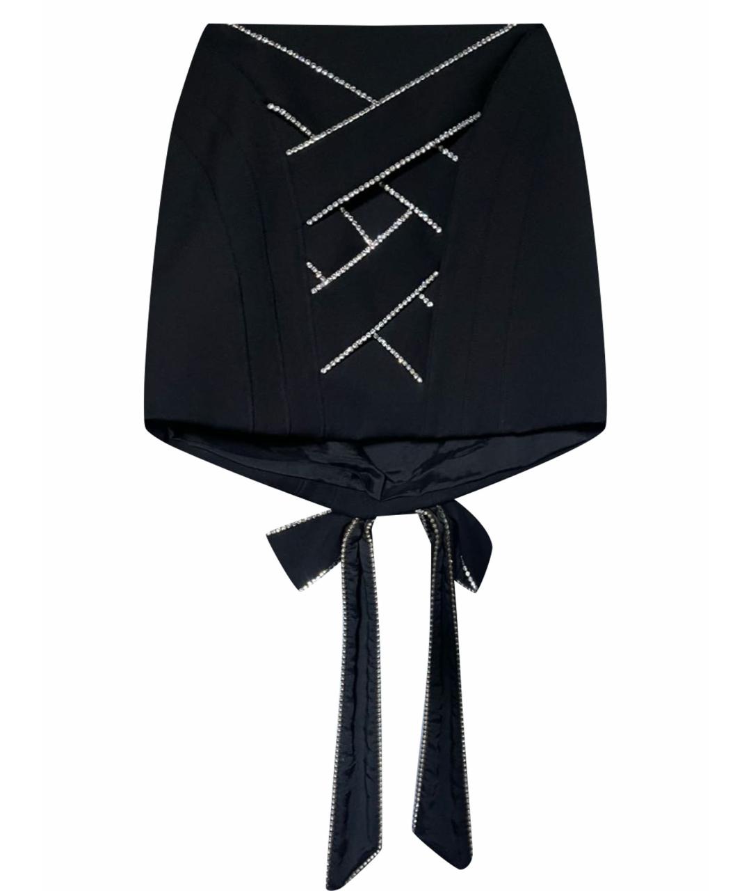 AREA Черная шерстяная юбка мини, фото 1