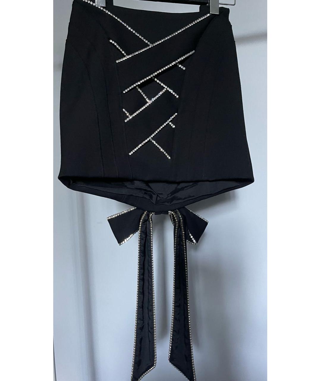 AREA Черная шерстяная юбка мини, фото 5