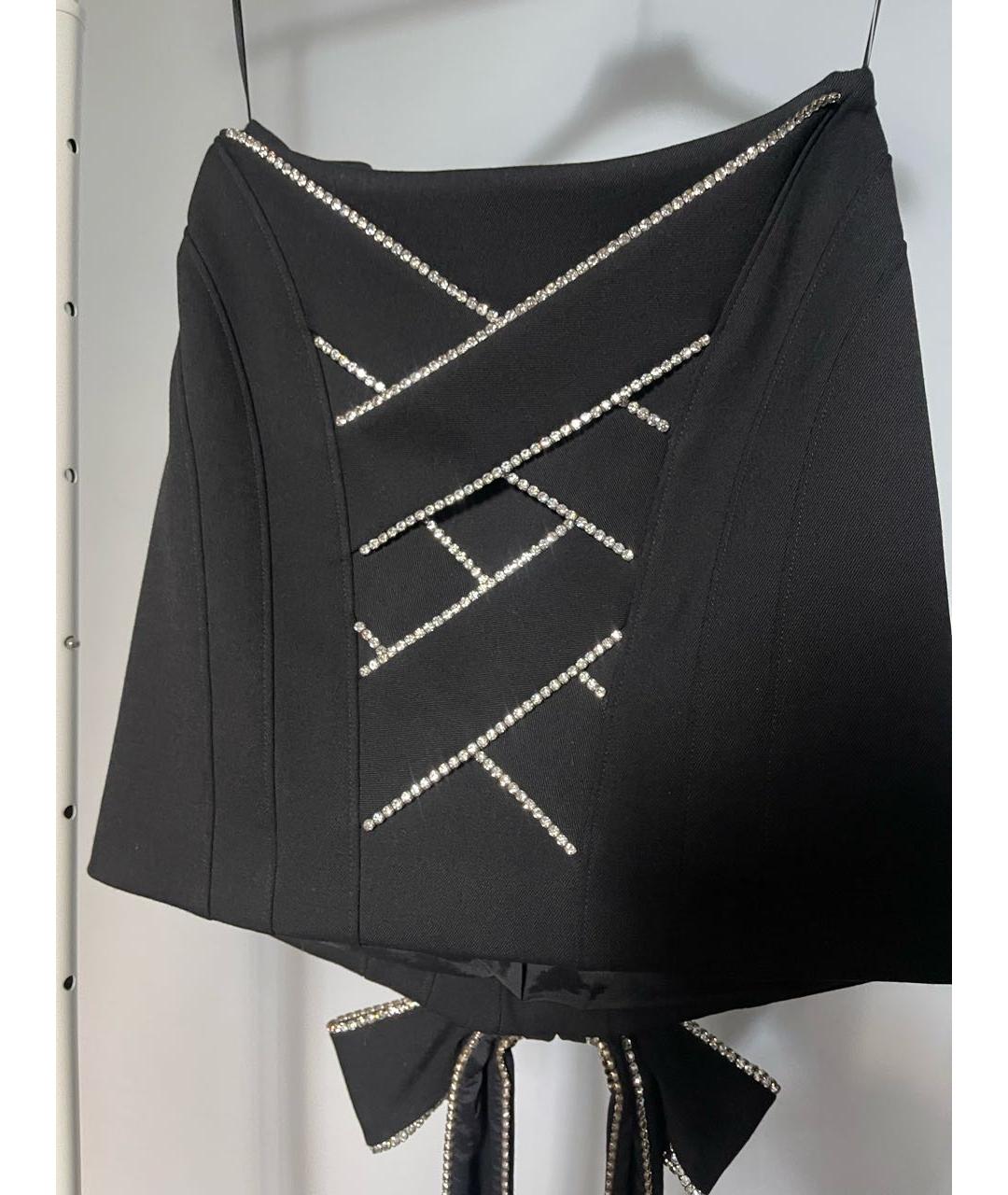 AREA Черная шерстяная юбка мини, фото 2