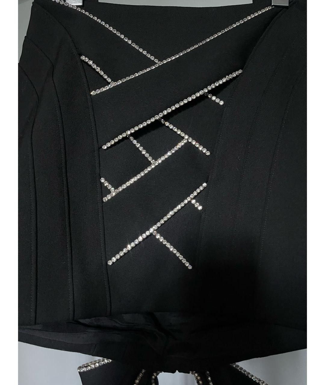 AREA Черная шерстяная юбка мини, фото 3
