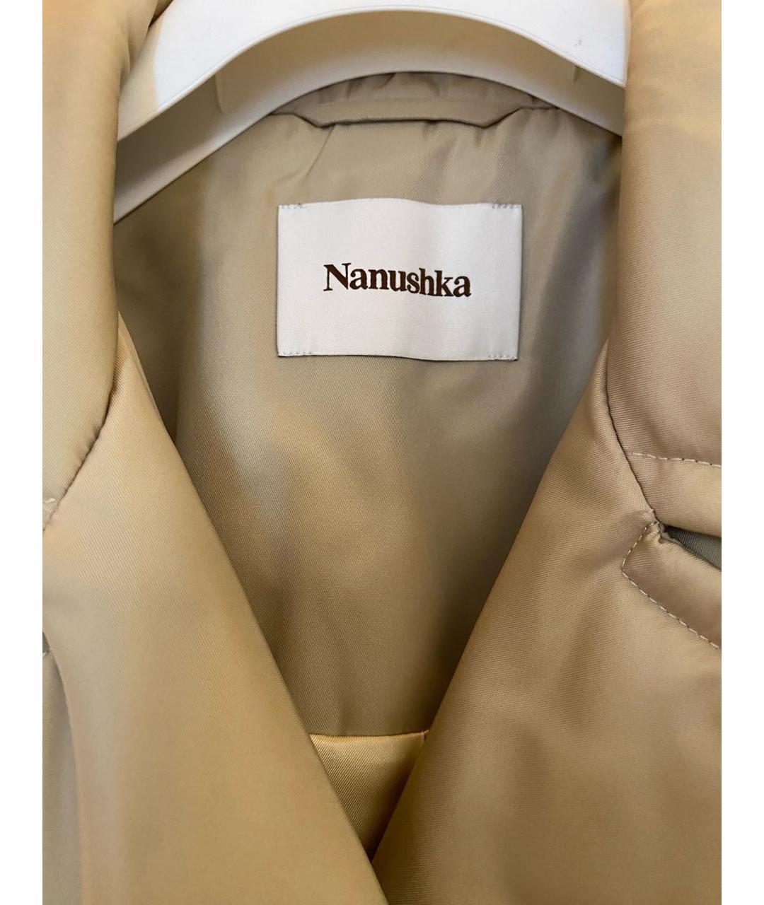 NANUSHKA Бежевое полиамидовое пальто, фото 3