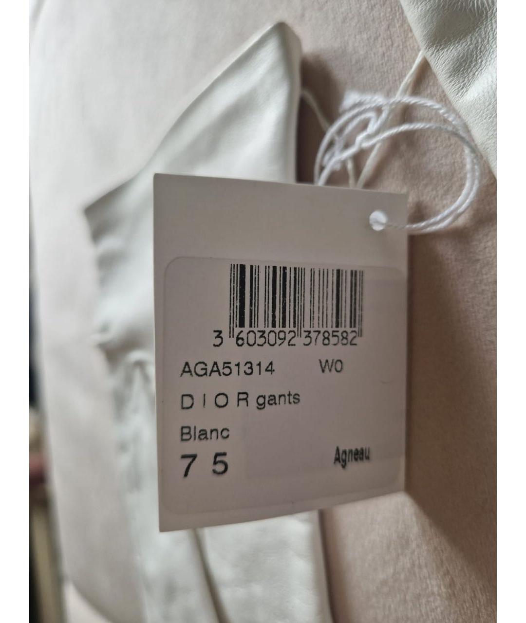 CHRISTIAN DIOR Белые кожаные перчатки, фото 2
