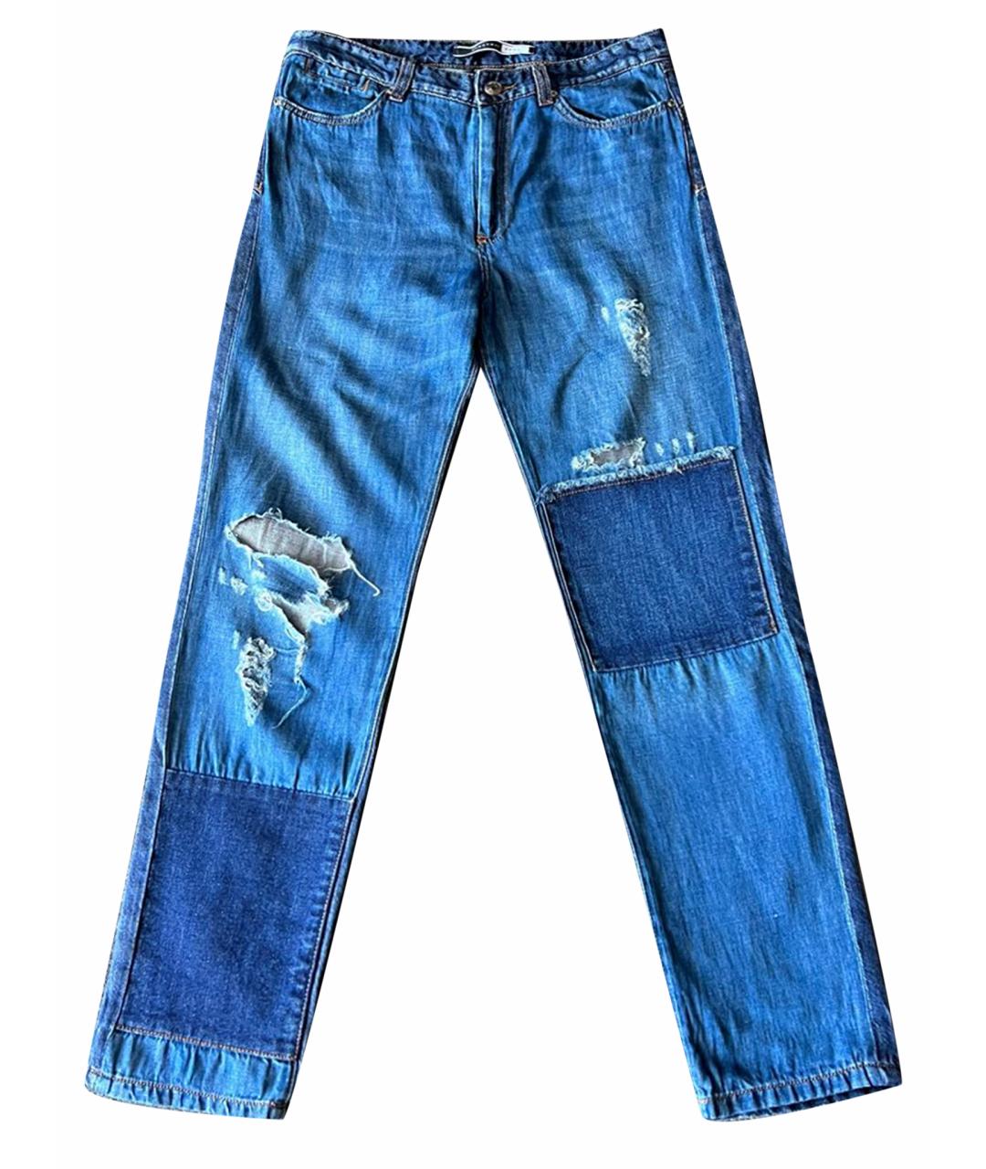 SPORT MAX CODE Синие хлопко-леновые прямые джинсы, фото 1