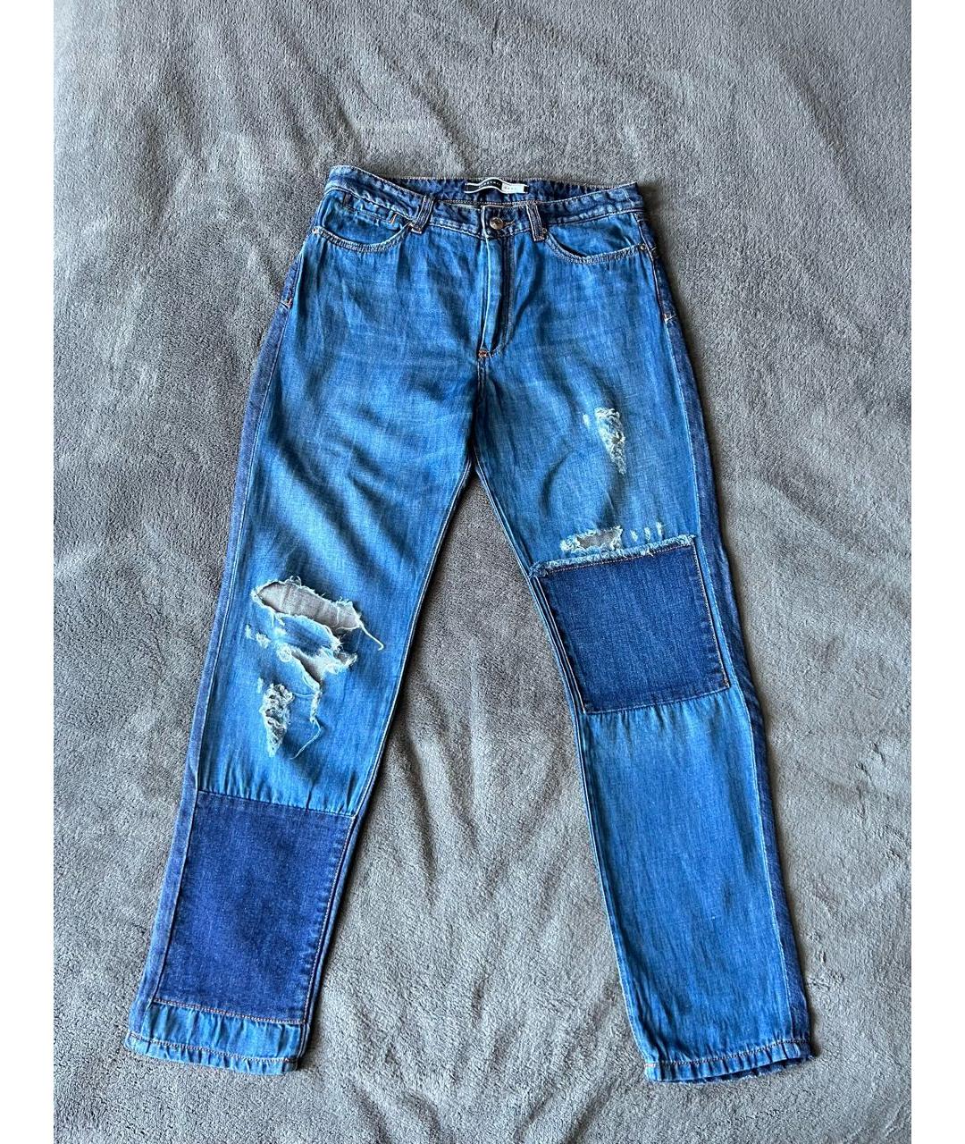 SPORT MAX CODE Синие хлопко-леновые прямые джинсы, фото 6