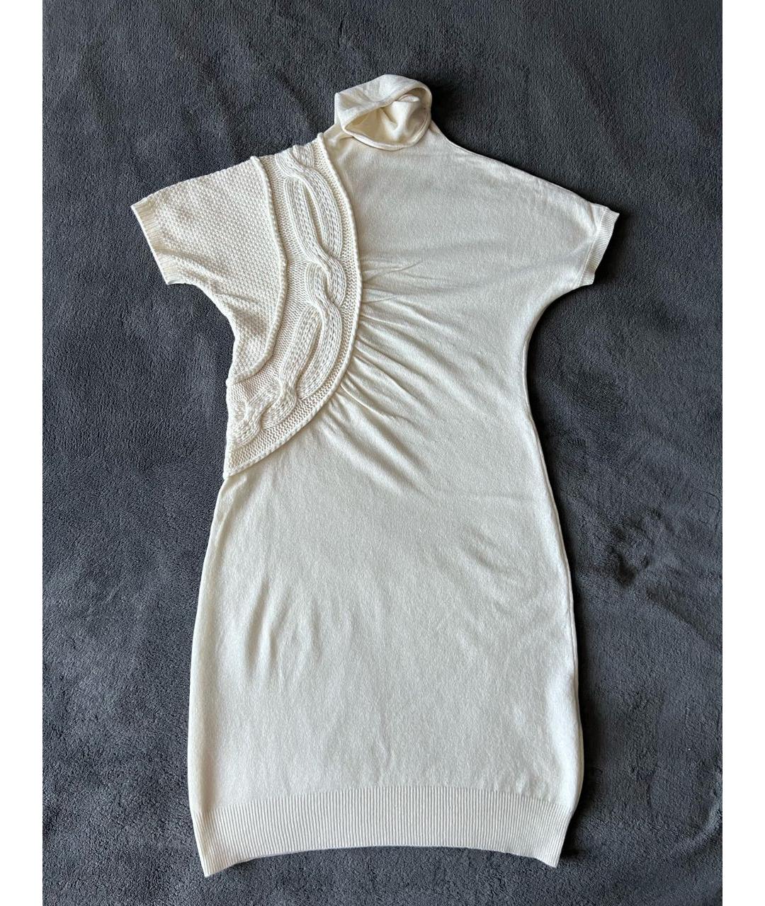 MAX MARA STUDIO Белое шерстяное повседневное платье, фото 8