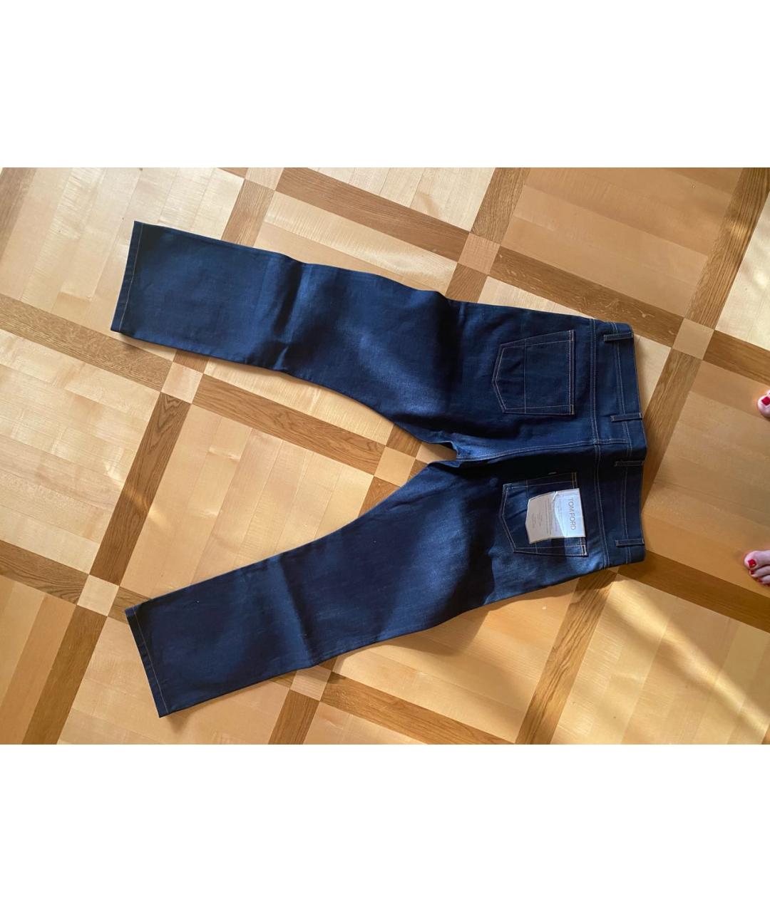 TOM FORD Темно-синие хлопко-эластановые прямые джинсы, фото 2