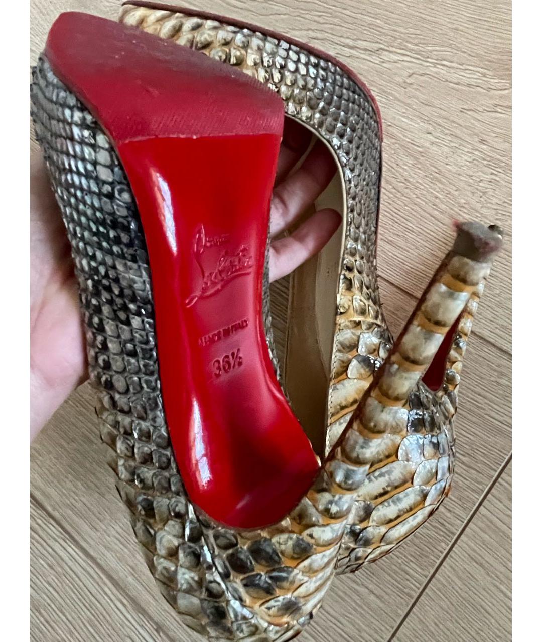 CHRISTIAN LOUBOUTIN Бежевые туфли из экзотической кожи, фото 5