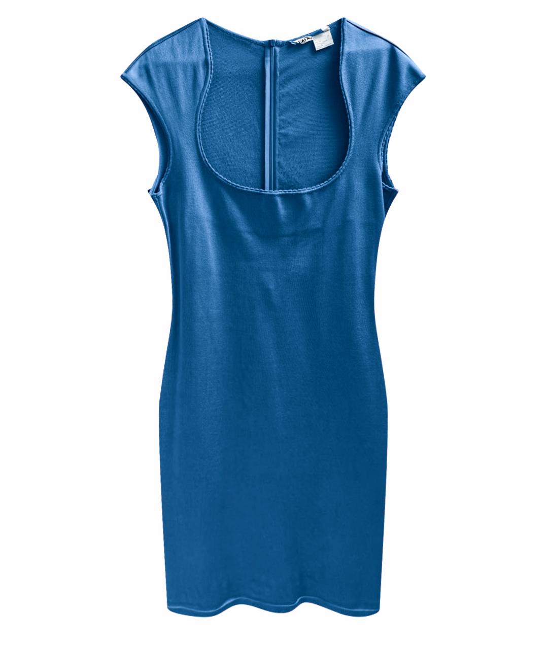 ALAIA Голубое шелковое коктейльное платье, фото 1