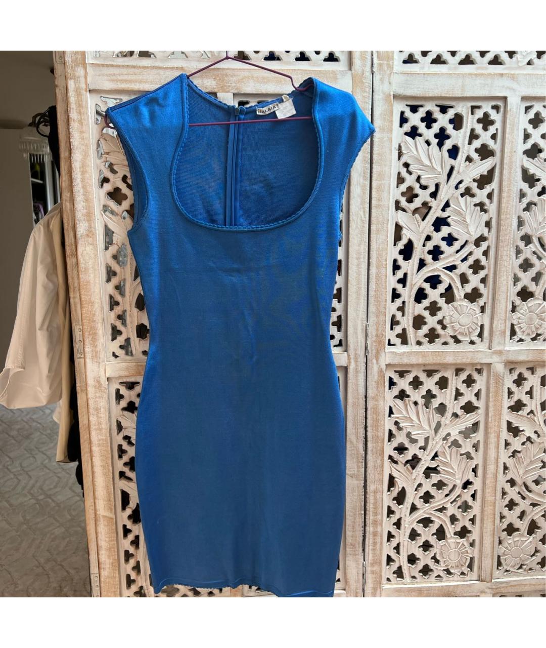 ALAIA Голубое шелковое коктейльное платье, фото 4