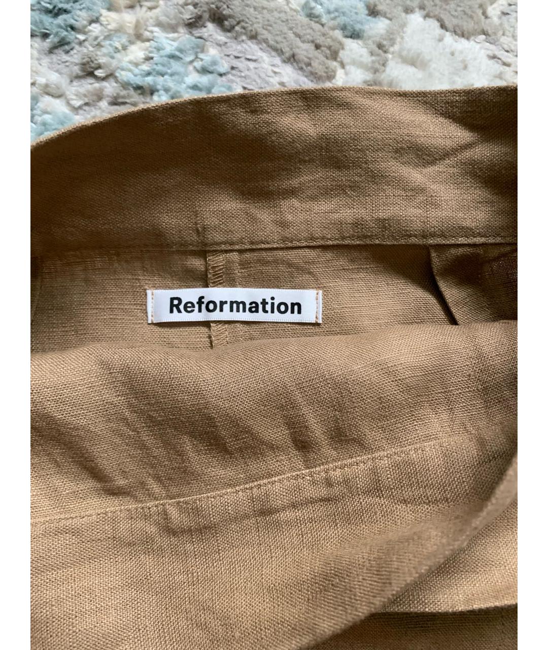 REFORMATION Бежевая льняная юбка миди, фото 6