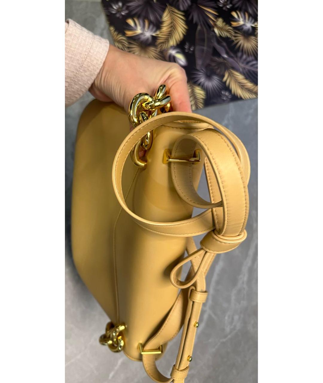 BOTTEGA VENETA Бежевая кожаная сумка через плечо, фото 7